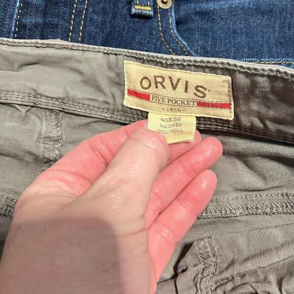 Orvis five pocket cotton blend canvas jeans men’s size 40 x 32 in grey - Picture 2 of 6
